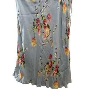 Tommy Hilfiger Women's‎ Size 14 Blue Floral A-Line Midi Skirt Vintage